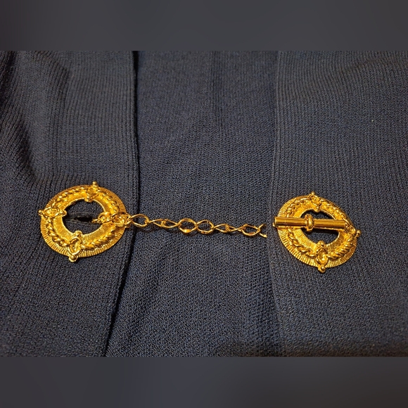 St. John Collection Santana Knit Longline Jacket Blazer Navy Gold Buttons Size 4 - Picture 4 of 16
